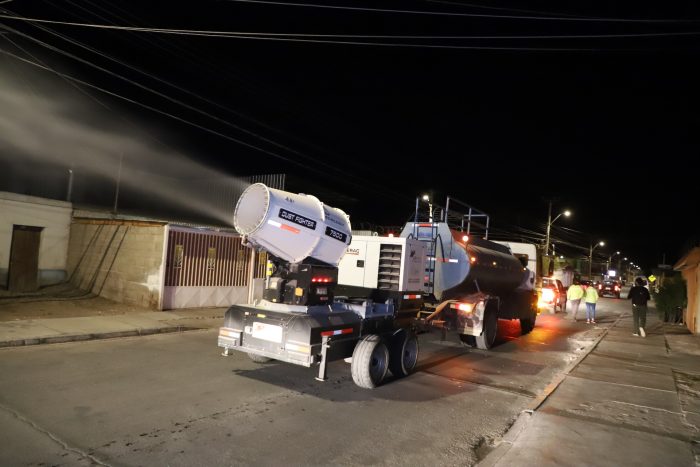  Municipio de Calama retoma las sanitizaciones masivas con cañón nebulizador