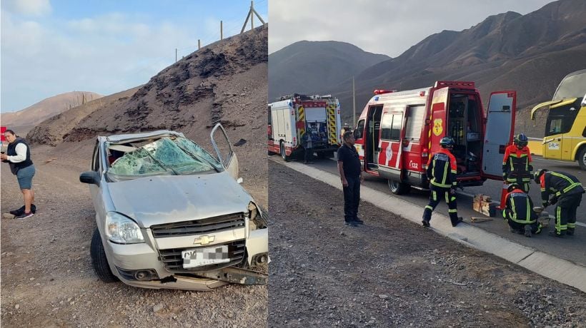  Conductora lesionada tras volcamiento en la Ruta 26 de Antofagasta: Bomberos y SAMU responden al llamado de emergencia