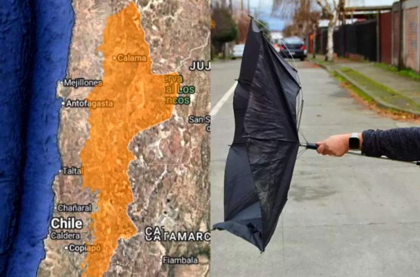  Vientos de hasta 110 km/h y ventisca afectarán sectores de Antofagasta y Atacama